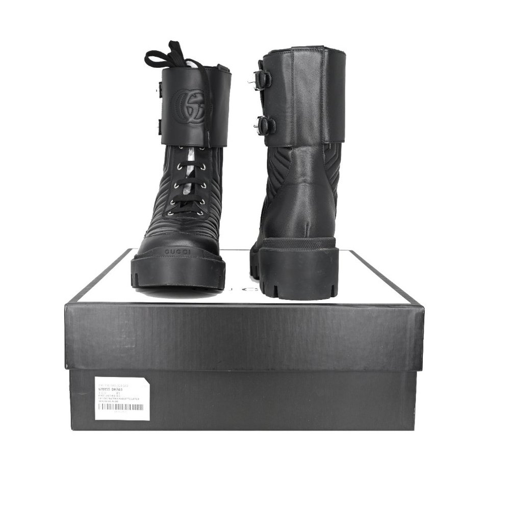 Gucci 628855 Women's Interlocking Gg Logo Matelasse Leather Ankle Boots - Picture 10 of 13